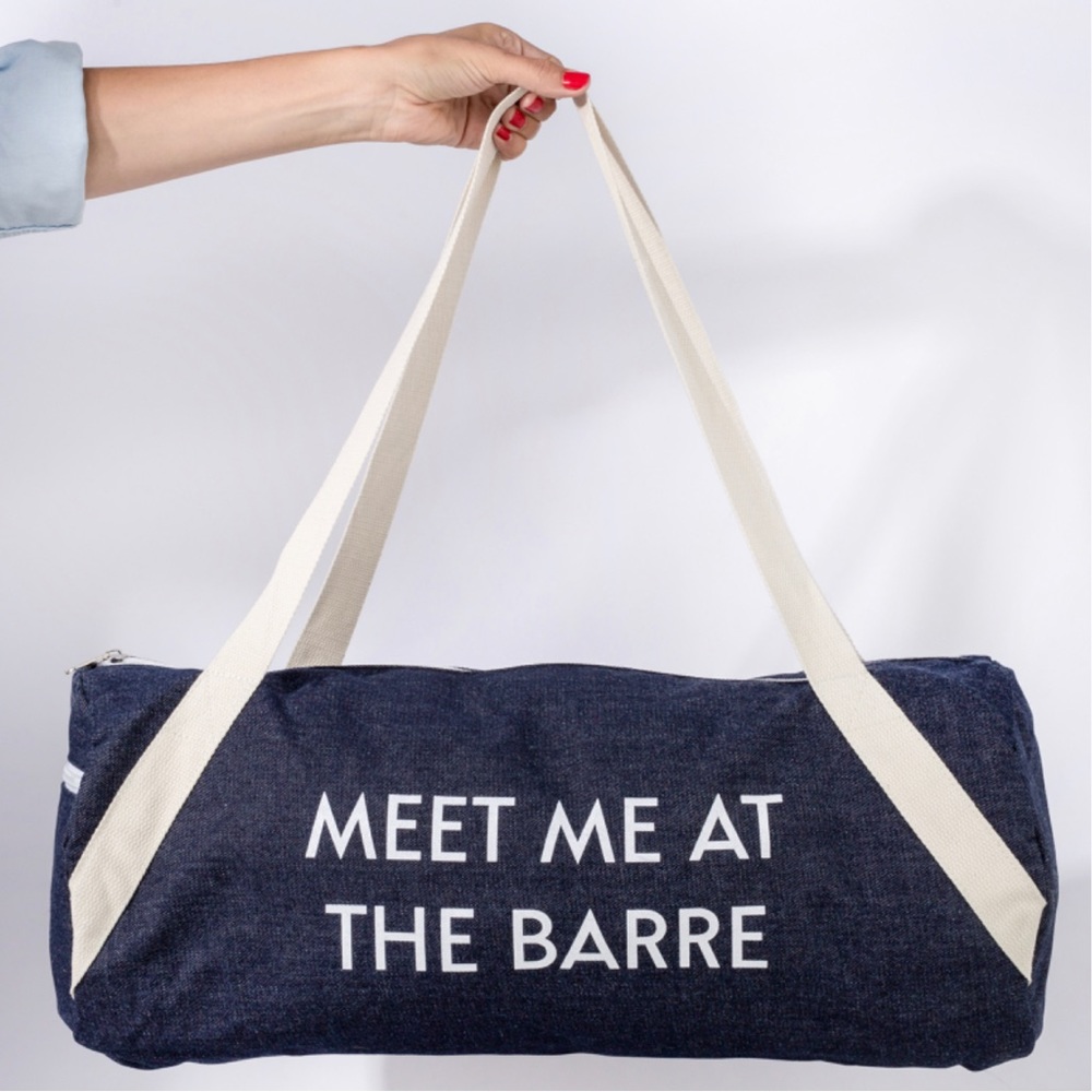Meet me at the Barre Denim Gym Duffle Bag, Size 20”x9”x9”Go to the Gym in Style